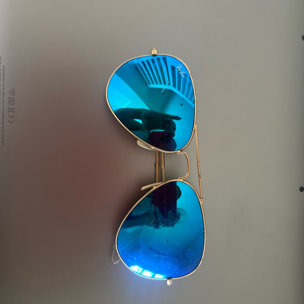 Ray-Ban Blue and Gold Aviator Sunglasses